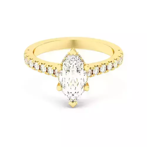 Marquise Cut Hidden Halo Engagement Ring