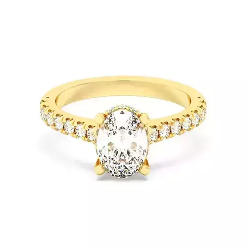 Oval Cut Hidden Halo Engagement Ring