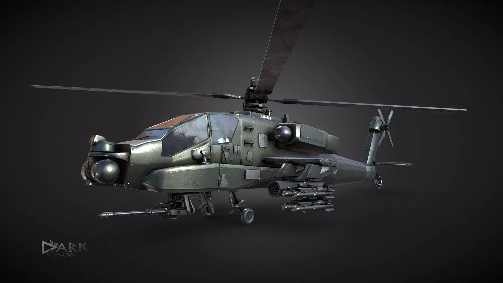 apache attack helicopter ah 64 Low-poly 3D model