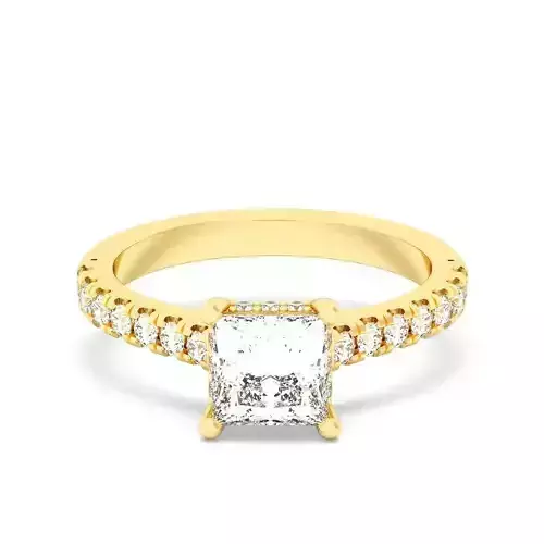 Princess Cut Hidden Halo Engagement Ring 