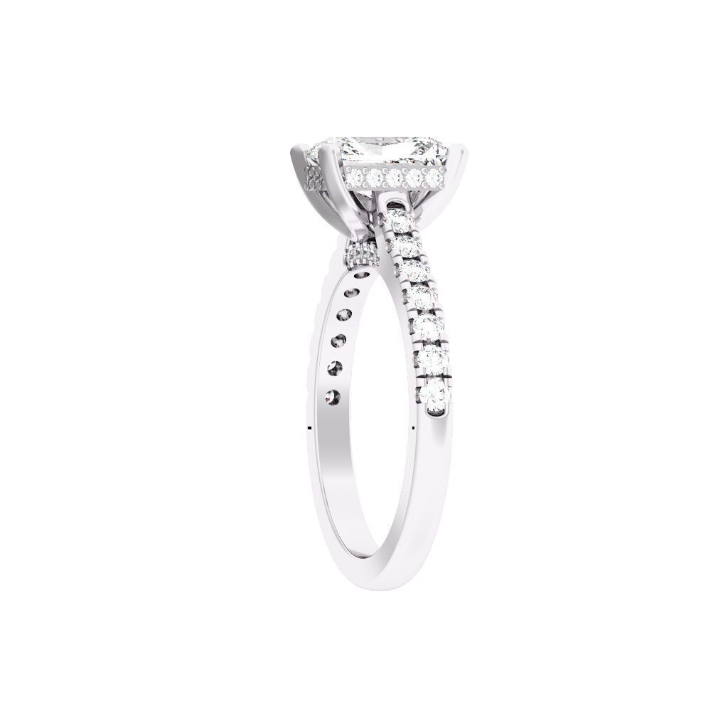 Radiant Cut Hidden Halo Engagement Ring 3D print model_9