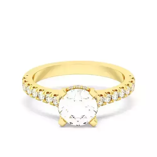 Round Cut Hidden Halo Engagement Ring