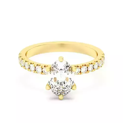 Oval Cut Hidden Halo Engagement Ring