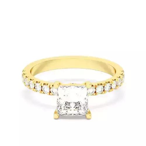 Princess Cut Hidden Halo Engagement Ring