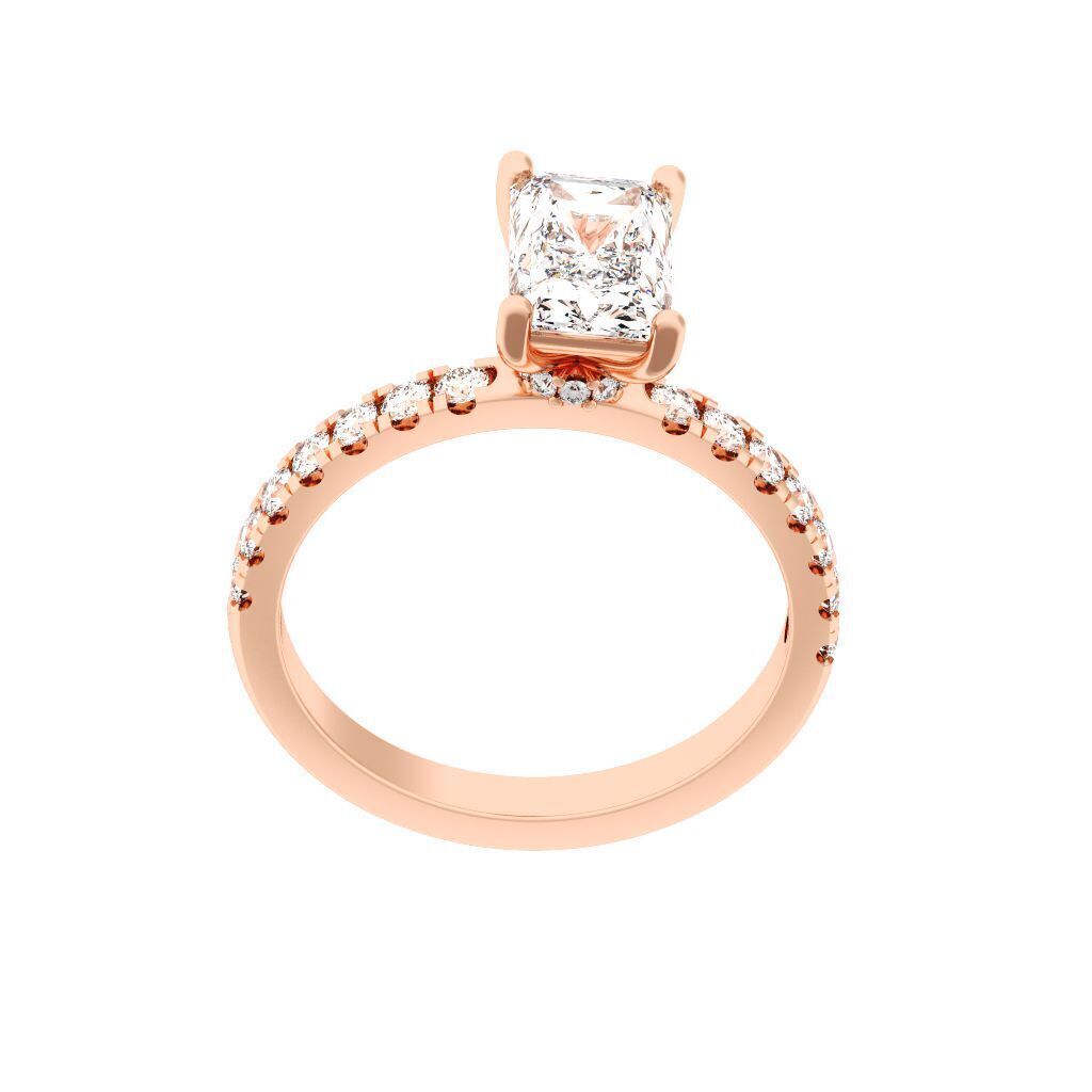 Radiant Cut Hidden Halo Engagement Ring 3D print model_7