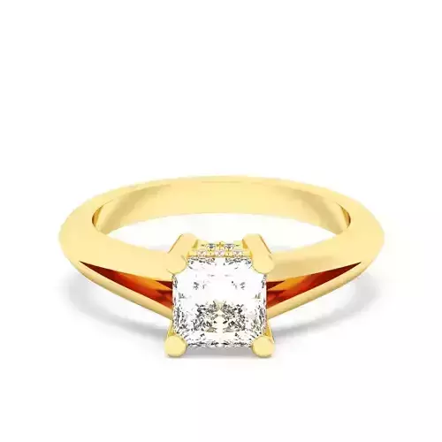 PRINCESS Cut Hidden Halo Engagement Ring