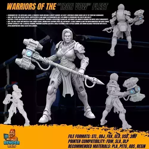 3D Printable Iron Oath Dawn Hammer Female Warrior Figure  3D model