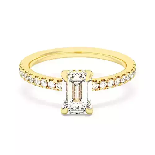 EMERALD Cut Hidden Halo Engagement Ring