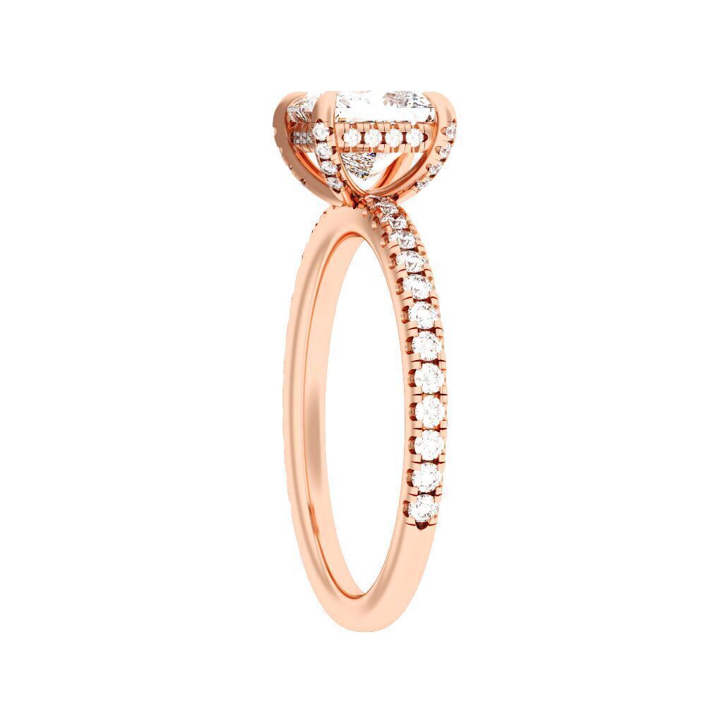 PRINCESS Cut Hidden Halo Engagement Ring 3D print model_6