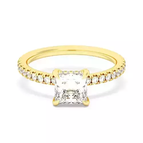 PRINCESS Cut Hidden Halo Engagement Ring