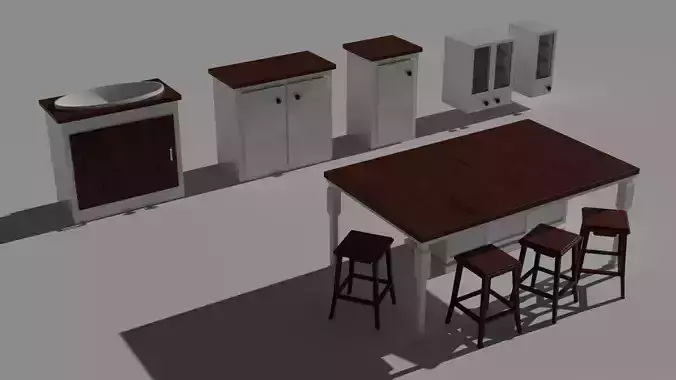 Realistic Modern Kitchen Set - Modular and Game-Ready