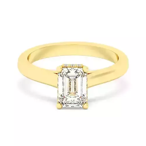 Emerald Cut Hidden Halo Engagement Ring