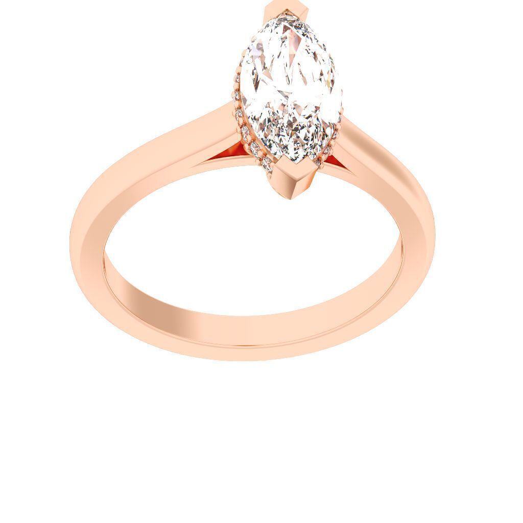 Marquise Cut Hidden Halo Engagement Ring 3D print model_7
