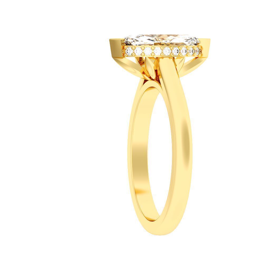 Marquise Cut Hidden Halo Engagement Ring 3D print model_3