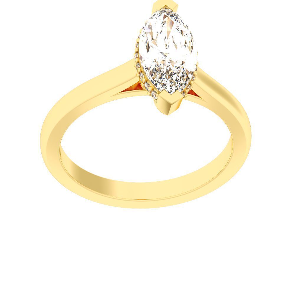Marquise Cut Hidden Halo Engagement Ring 3D print model_4