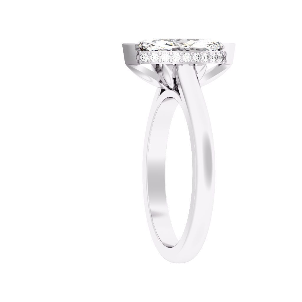 Marquise Cut Hidden Halo Engagement Ring 3D print model_9