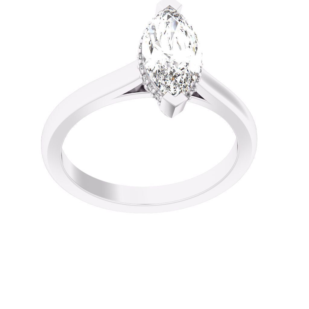 Marquise Cut Hidden Halo Engagement Ring 3D print model_10