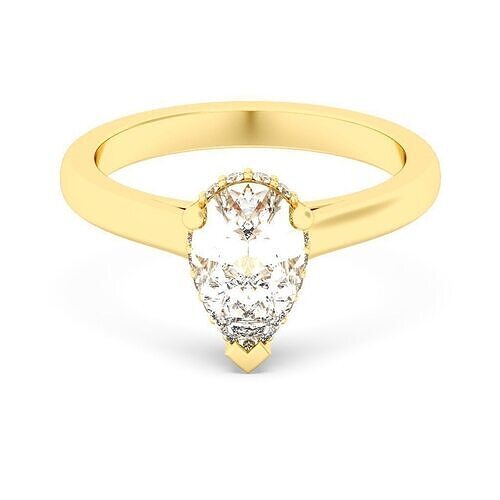 Pear Cut Hidden Halo Engagement Ring 3D print model