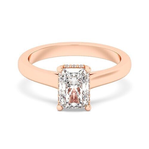 Radiant Cut Hidden Halo Engagement Ring 3D print model