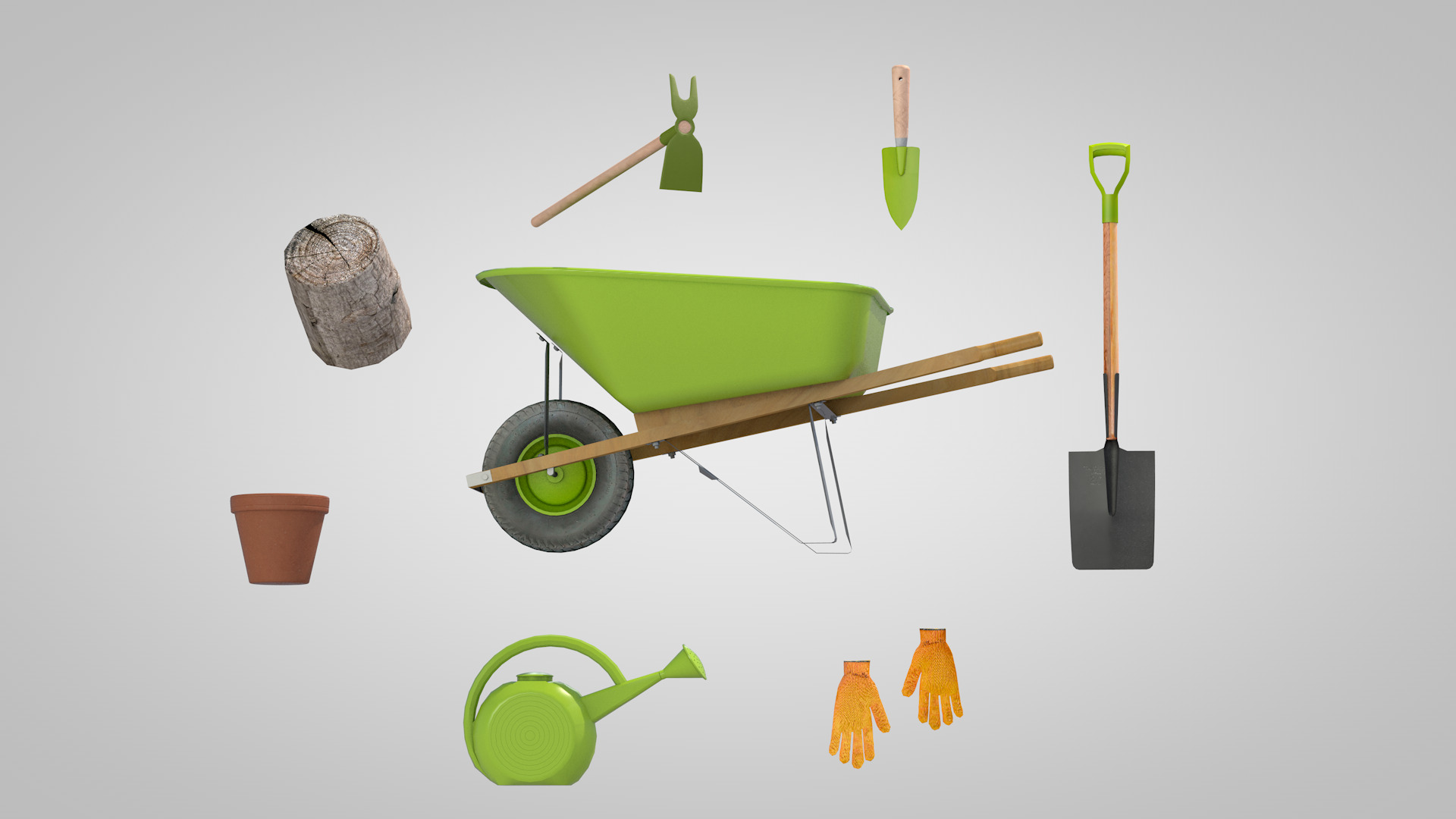 Garden Tool Set - Flower 3D model_3
