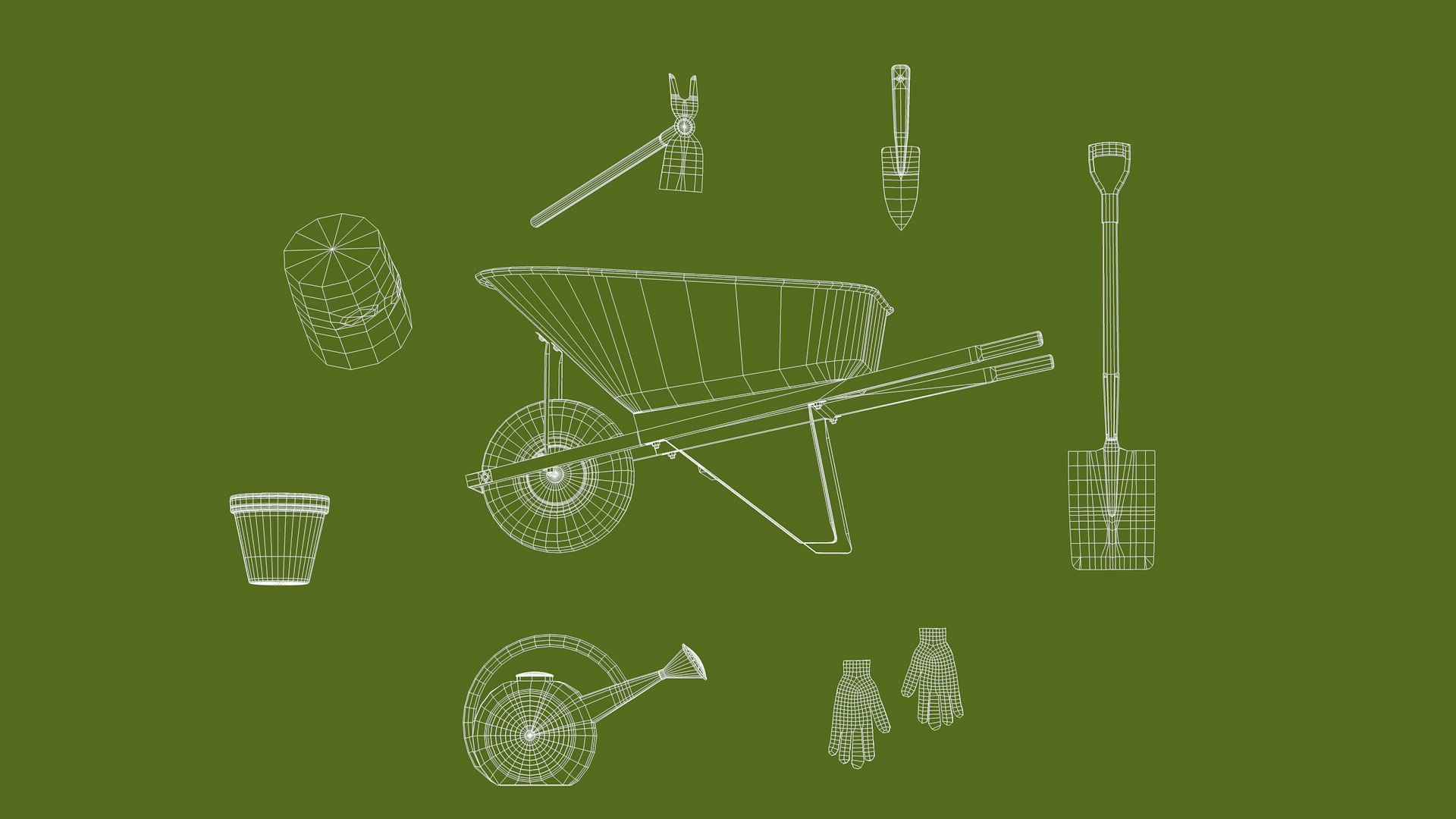 Garden Tool Set - Flower 3D model_4