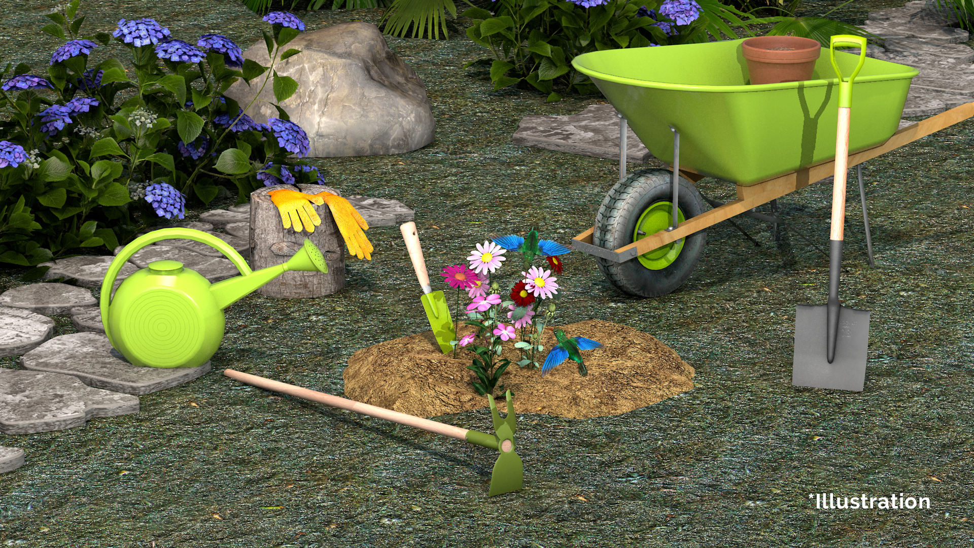 Garden Tool Set - Flower 3D model_5