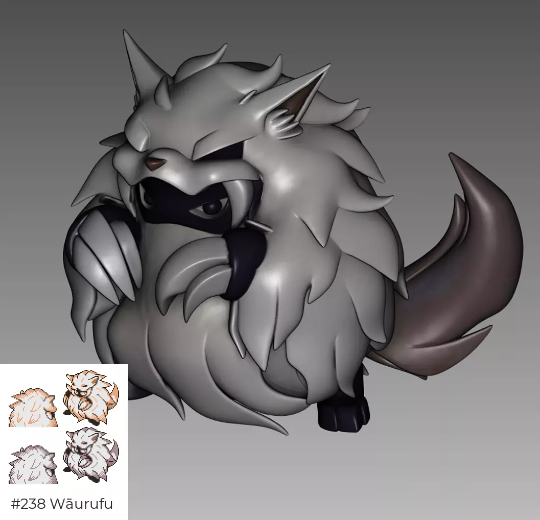 Beta Werewolf Waurufu Rejected Pokemon 3D print model_0