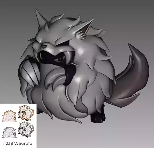 Beta Werewolf Waurufu Rejected Pokemon 3D print model