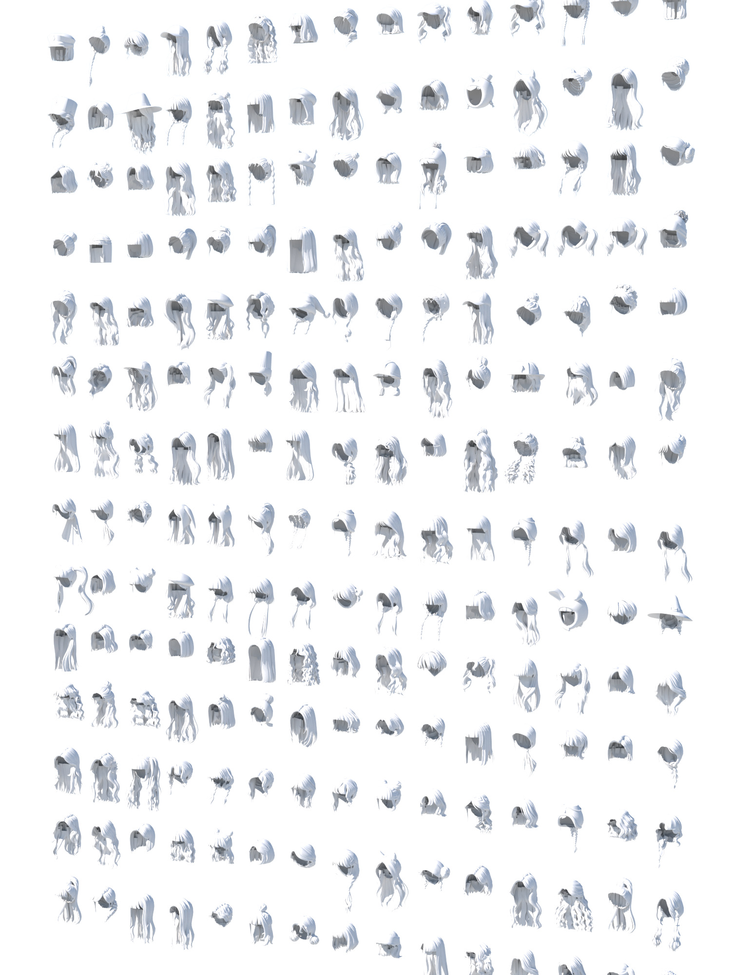 Cartoon Female hair 3D model_2