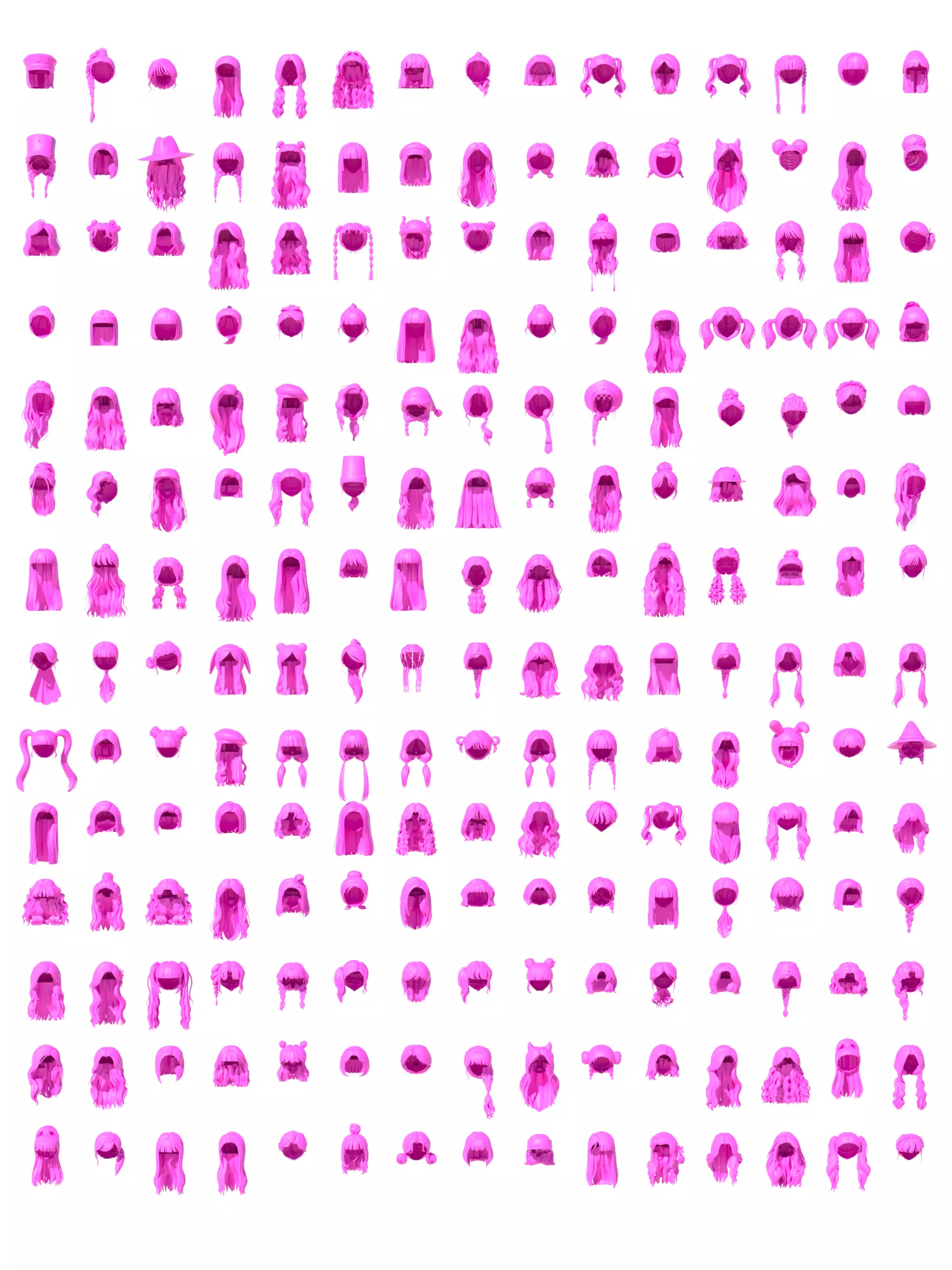 Cartoon Female hair 3D model_0