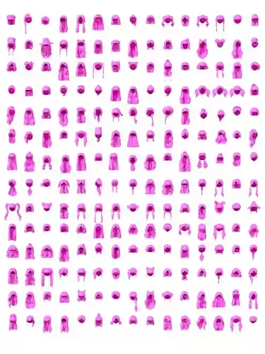 Cartoon Female hair 3D model