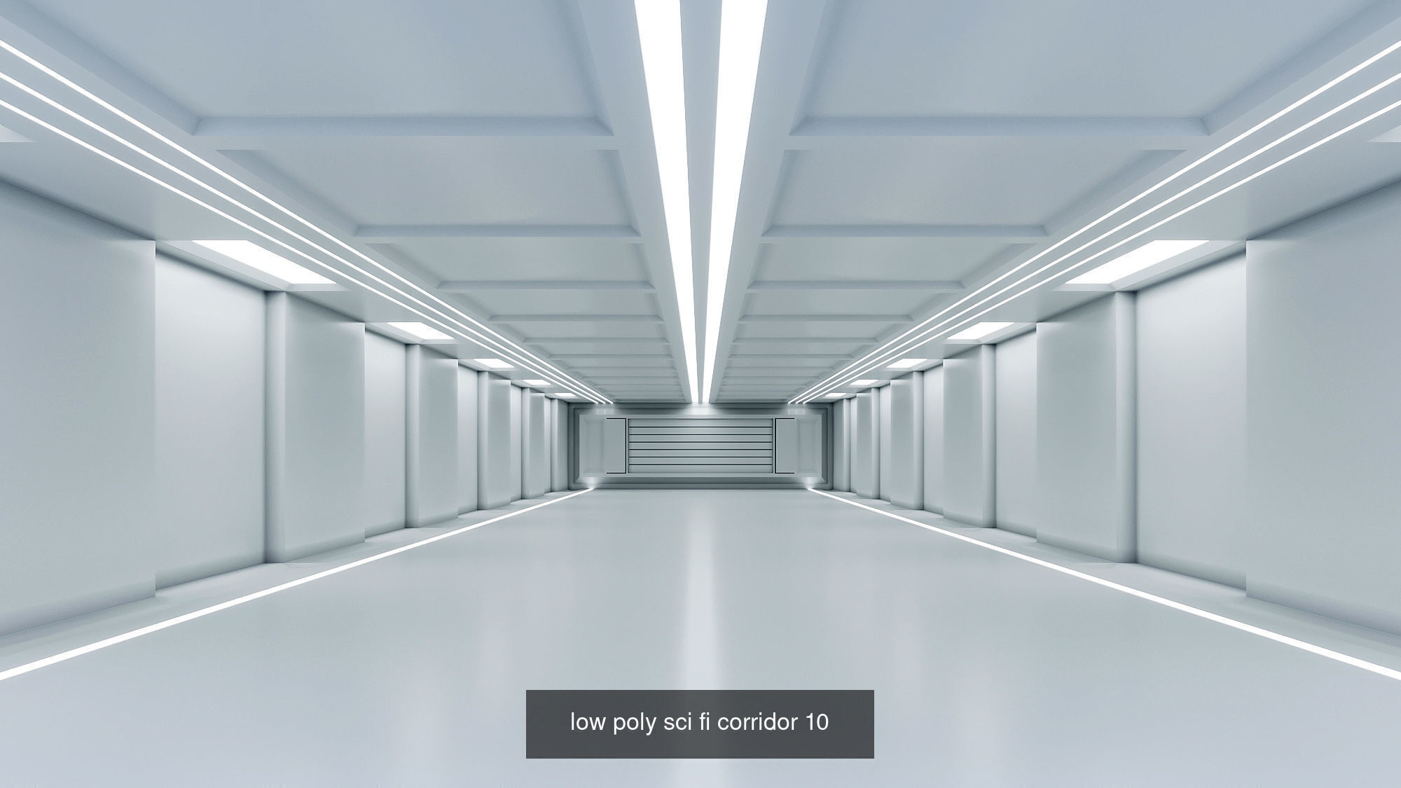 Low Poly Sci-Fi Corridor Pack 3D Model Collection_11