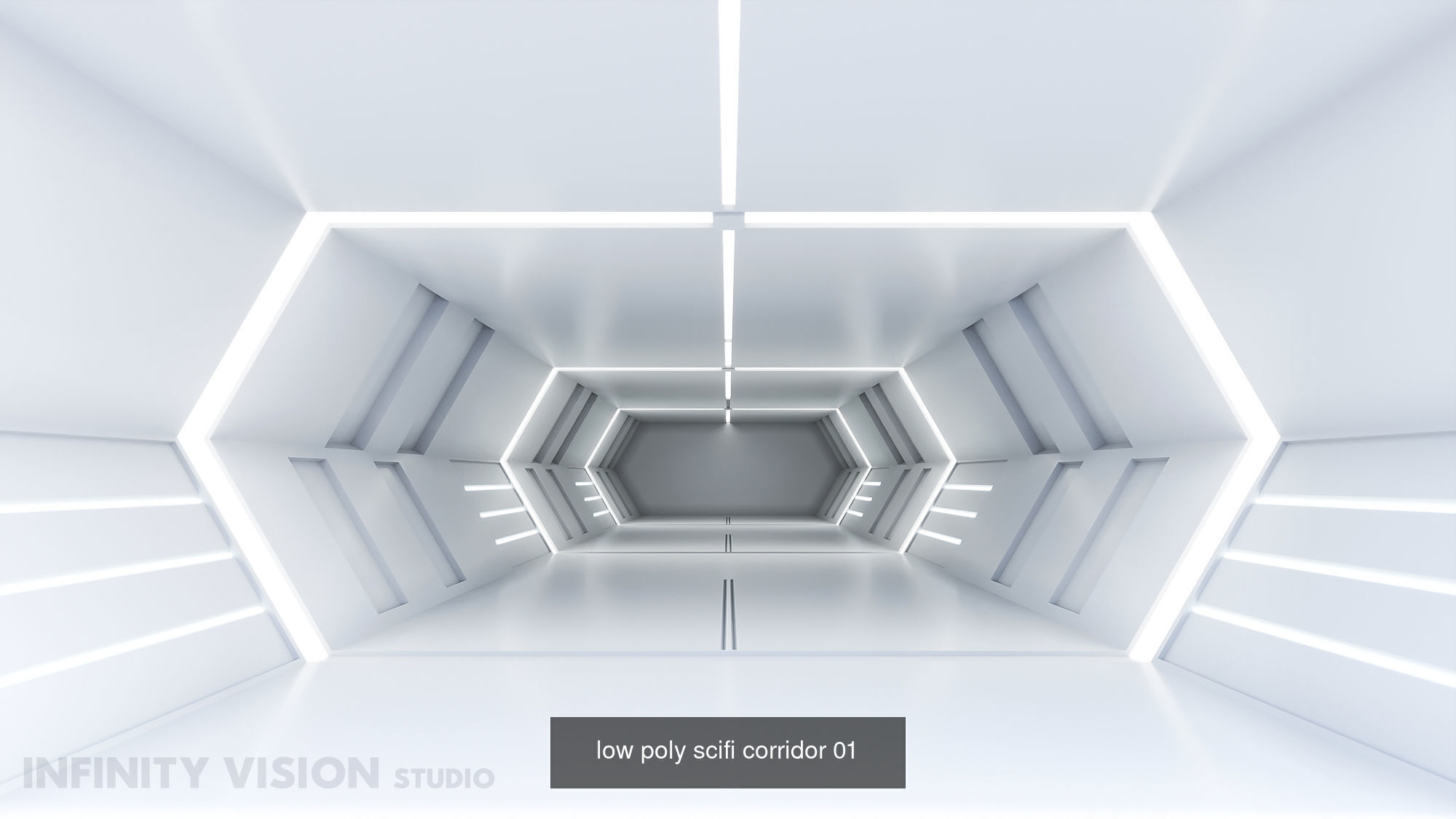 Low Poly Sci-Fi Corridor Pack 3D Model Collection_2