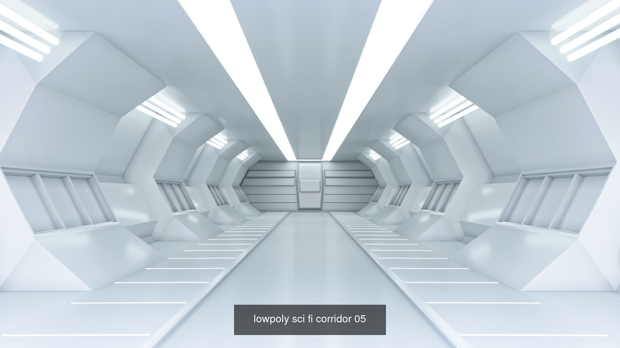 Low Poly Sci-Fi Corridor Pack 3D Model Collection_5