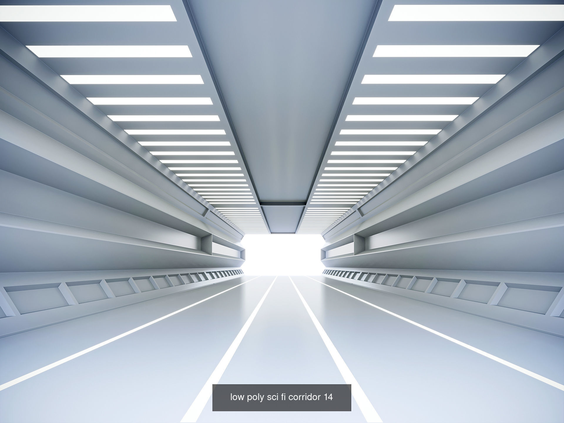 Low Poly Sci-Fi Corridor Pack 3D Model Collection_4