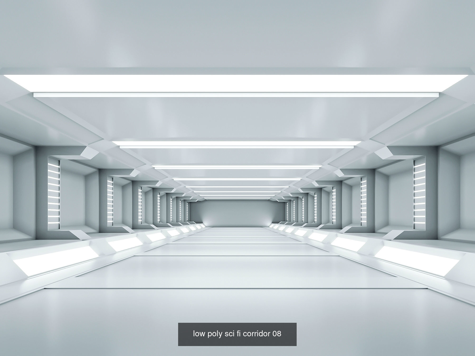 Low Poly Sci-Fi Corridor Pack 3D Model Collection_9