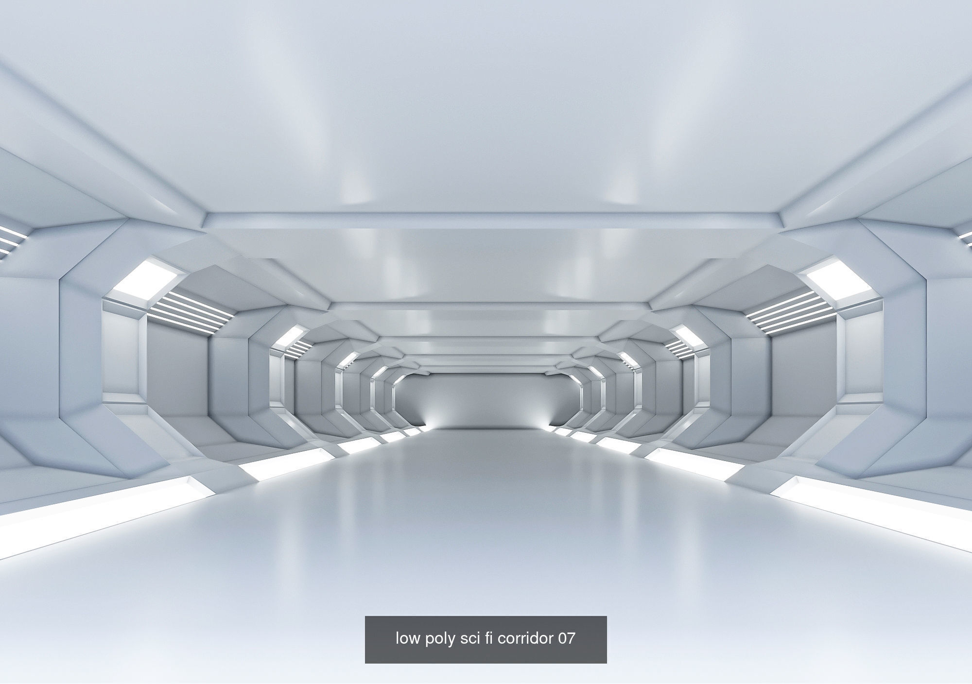 Low Poly Sci-Fi Corridor Pack 3D Model Collection_8