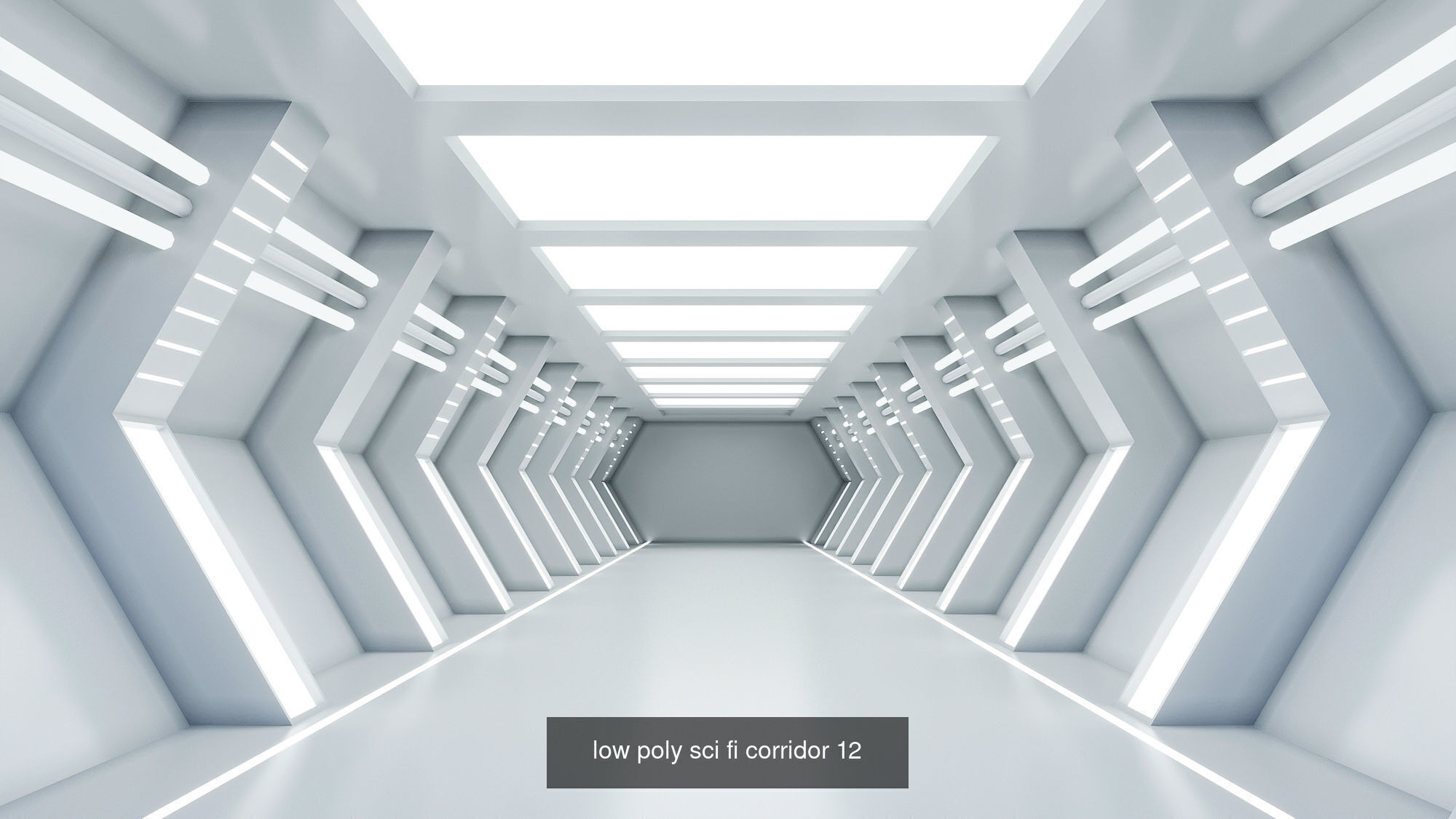 Low Poly Sci-Fi Corridor Pack 3D Model Collection_10