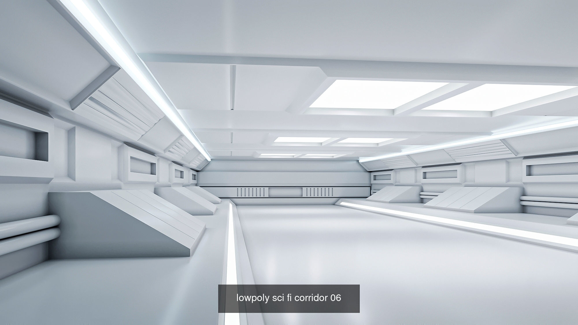 Low Poly Sci-Fi Corridor Pack 3D Model Collection_6