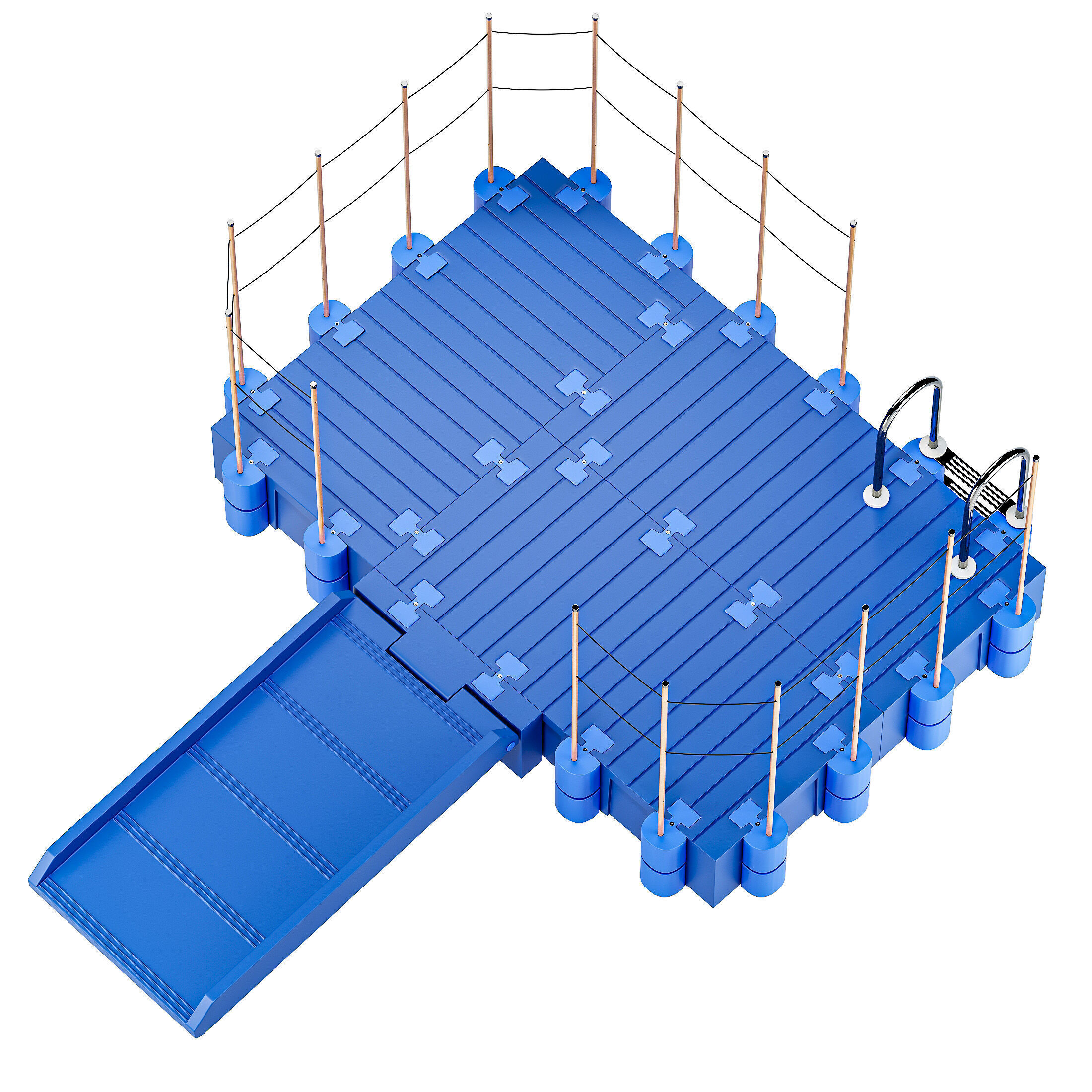 Modular plastic pontoon with a drive-in 3D model_4
