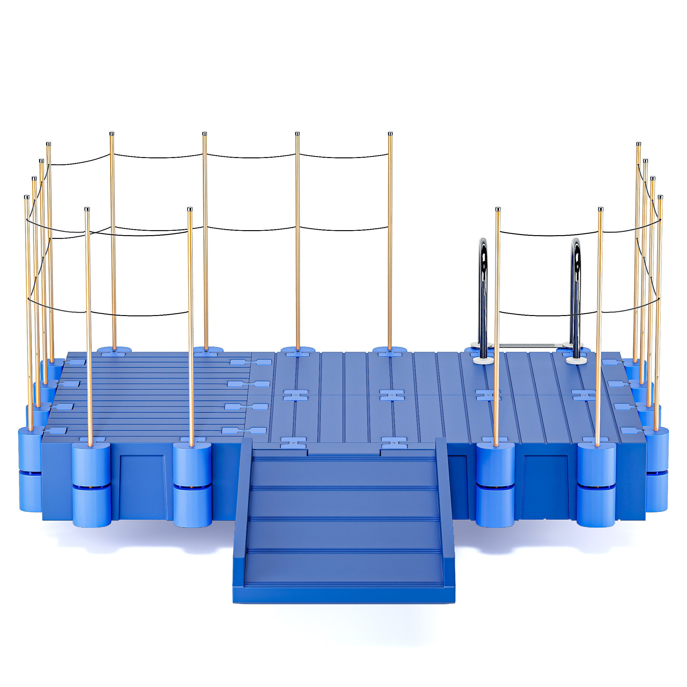 Modular plastic pontoon with a drive-in 3D model_1