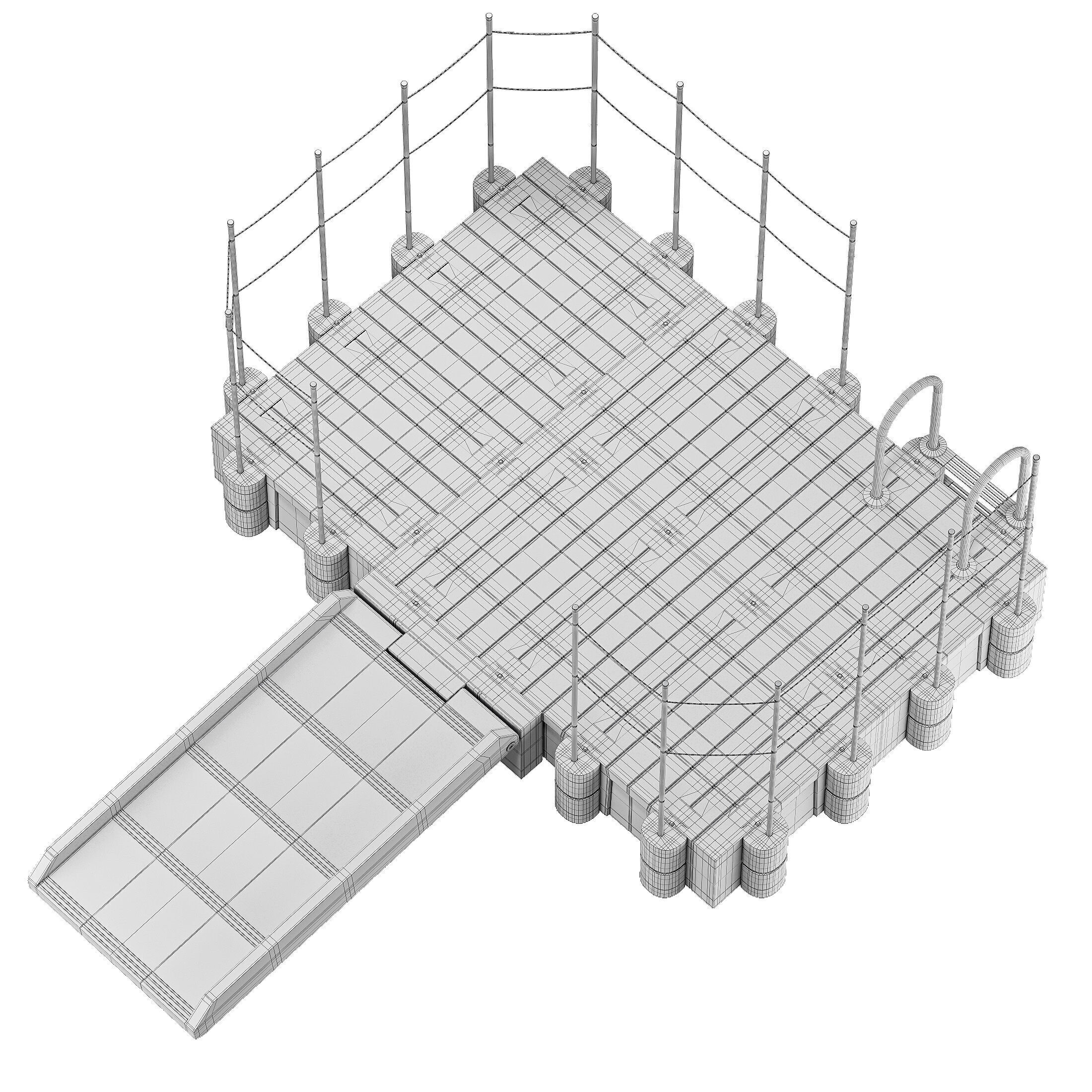 Modular plastic pontoon with a drive-in 3D model_9