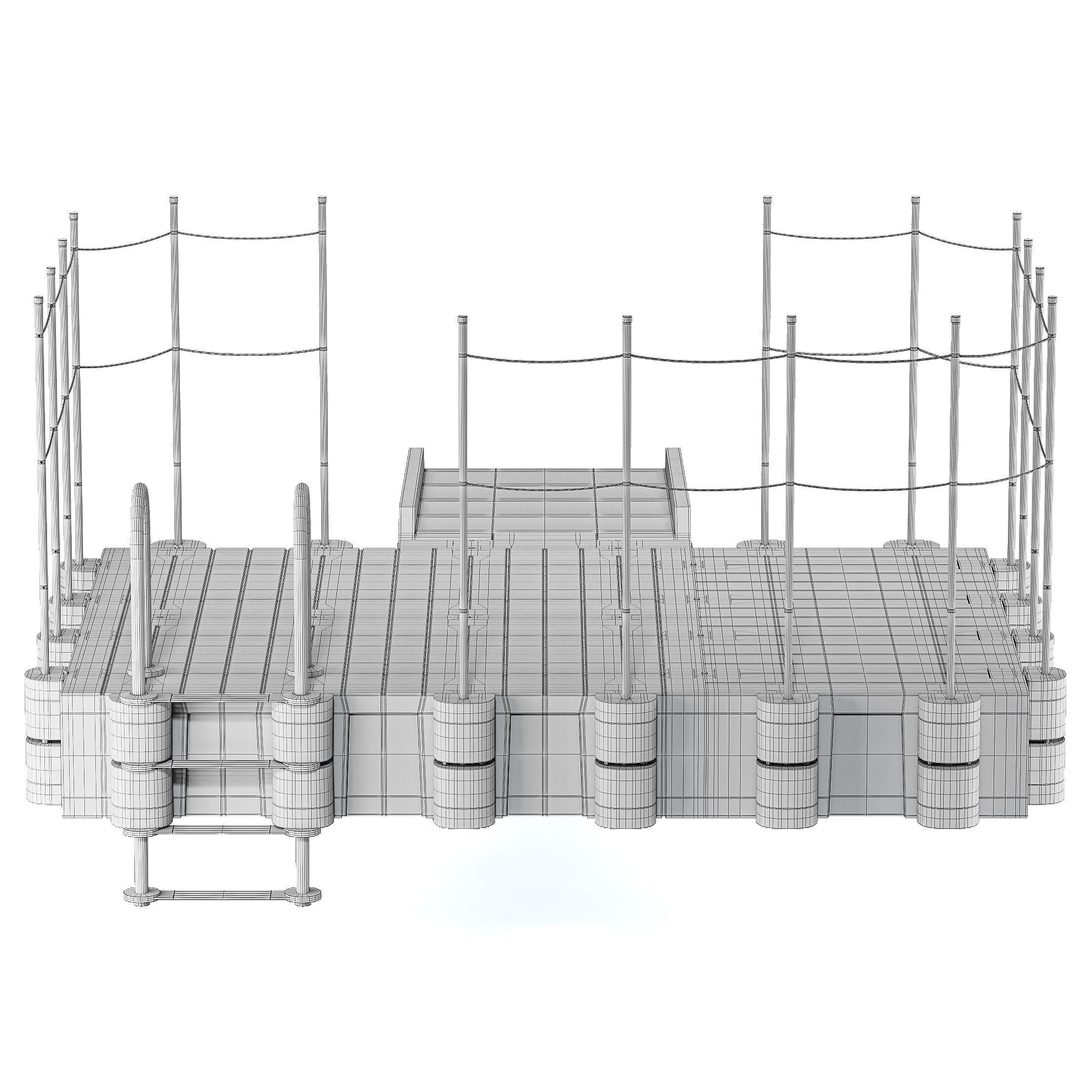 Modular plastic pontoon with a drive-in 3D model_7