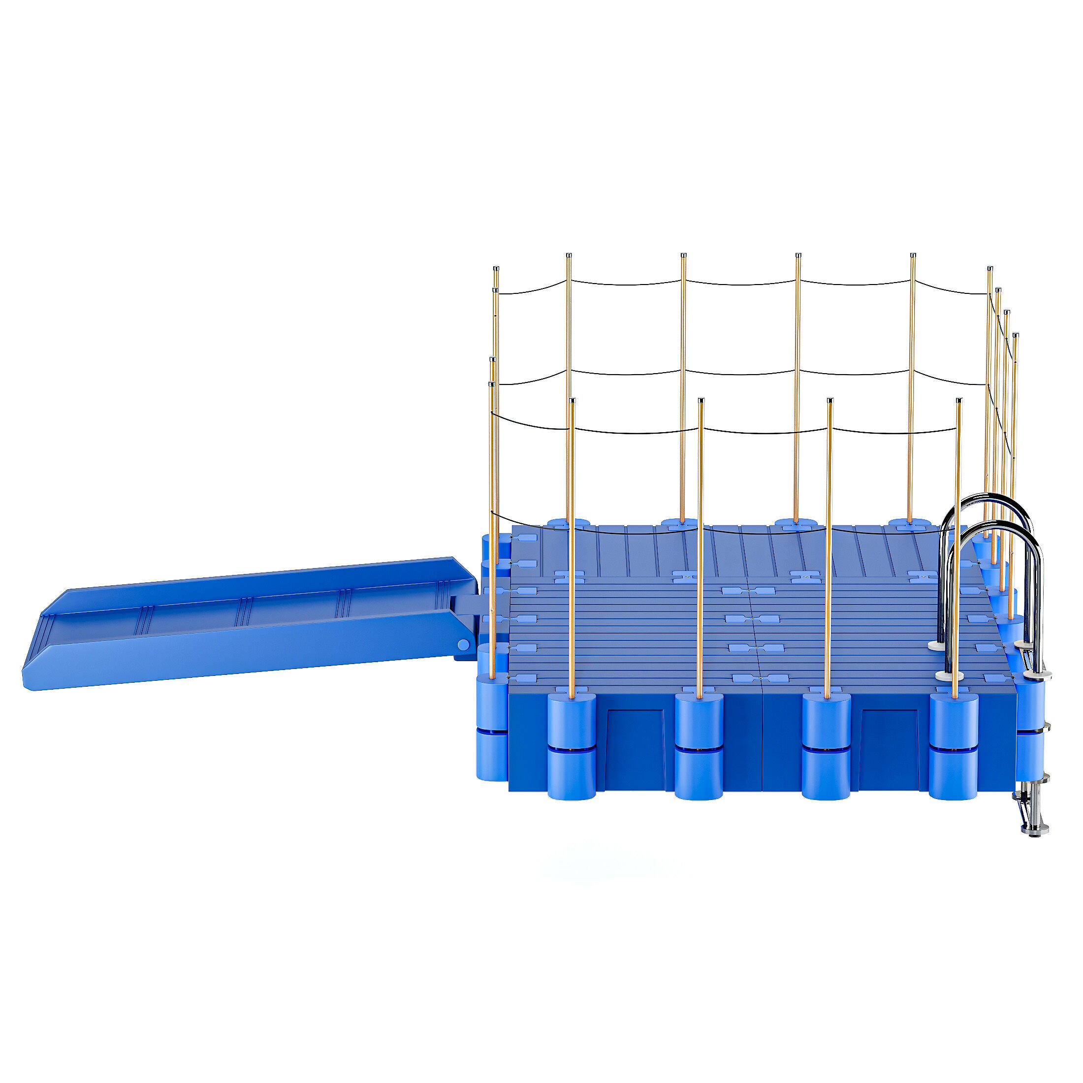 Modular plastic pontoon with a drive-in 3D model_2
