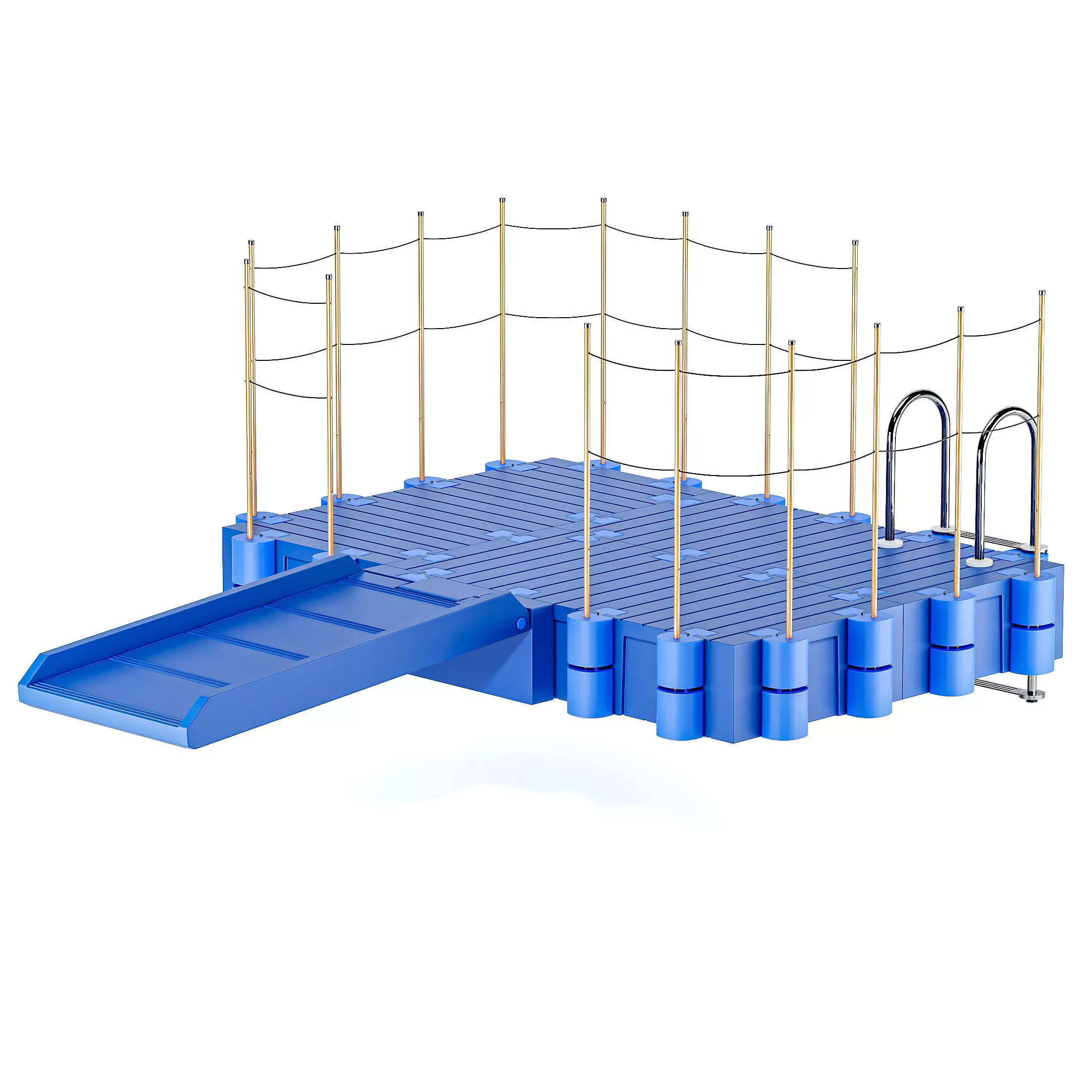 Modular plastic pontoon with a drive-in 3D model_0