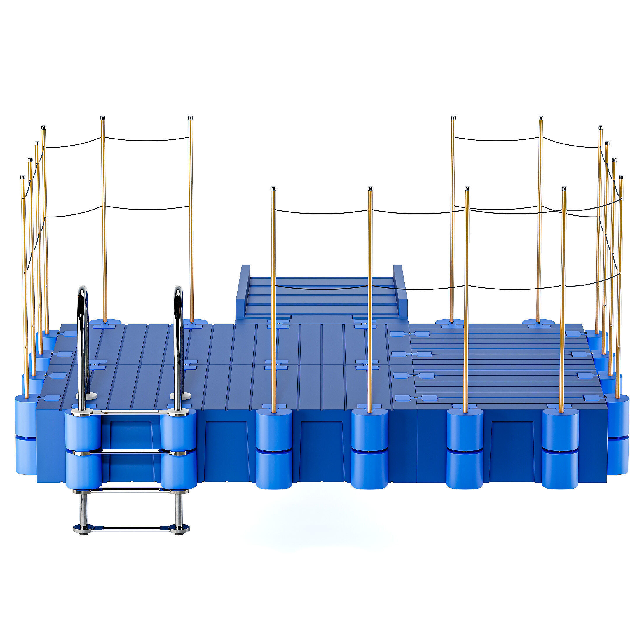 Modular plastic pontoon with a drive-in 3D model_3