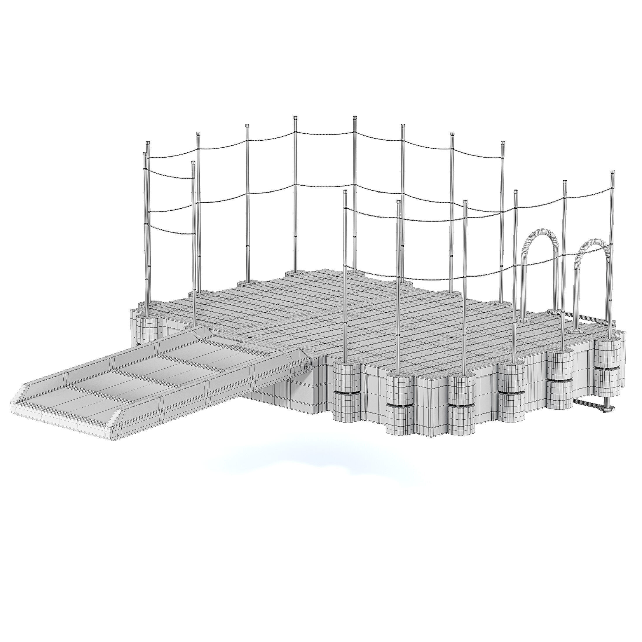 Modular plastic pontoon with a drive-in 3D model_8