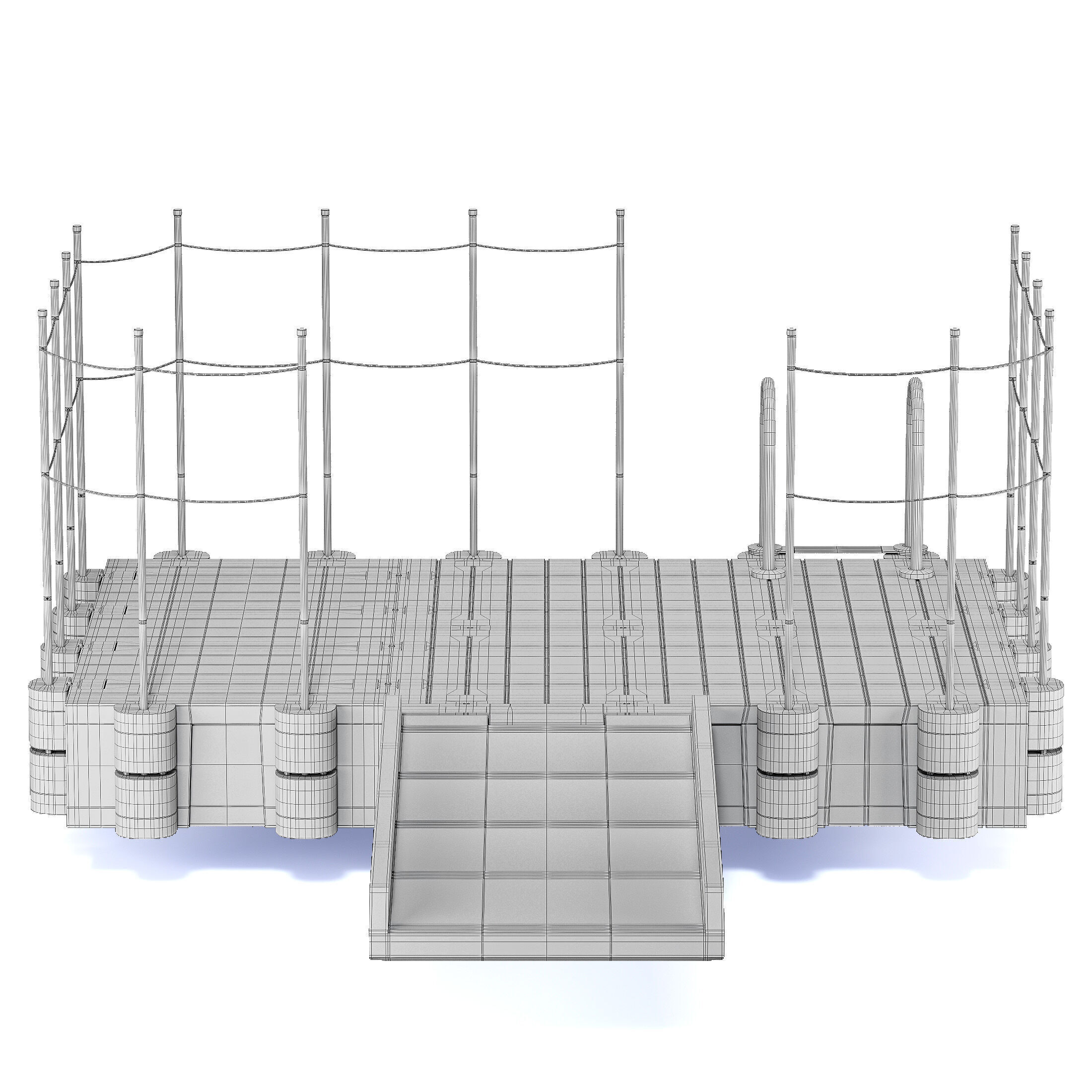 Modular plastic pontoon with a drive-in 3D model_5