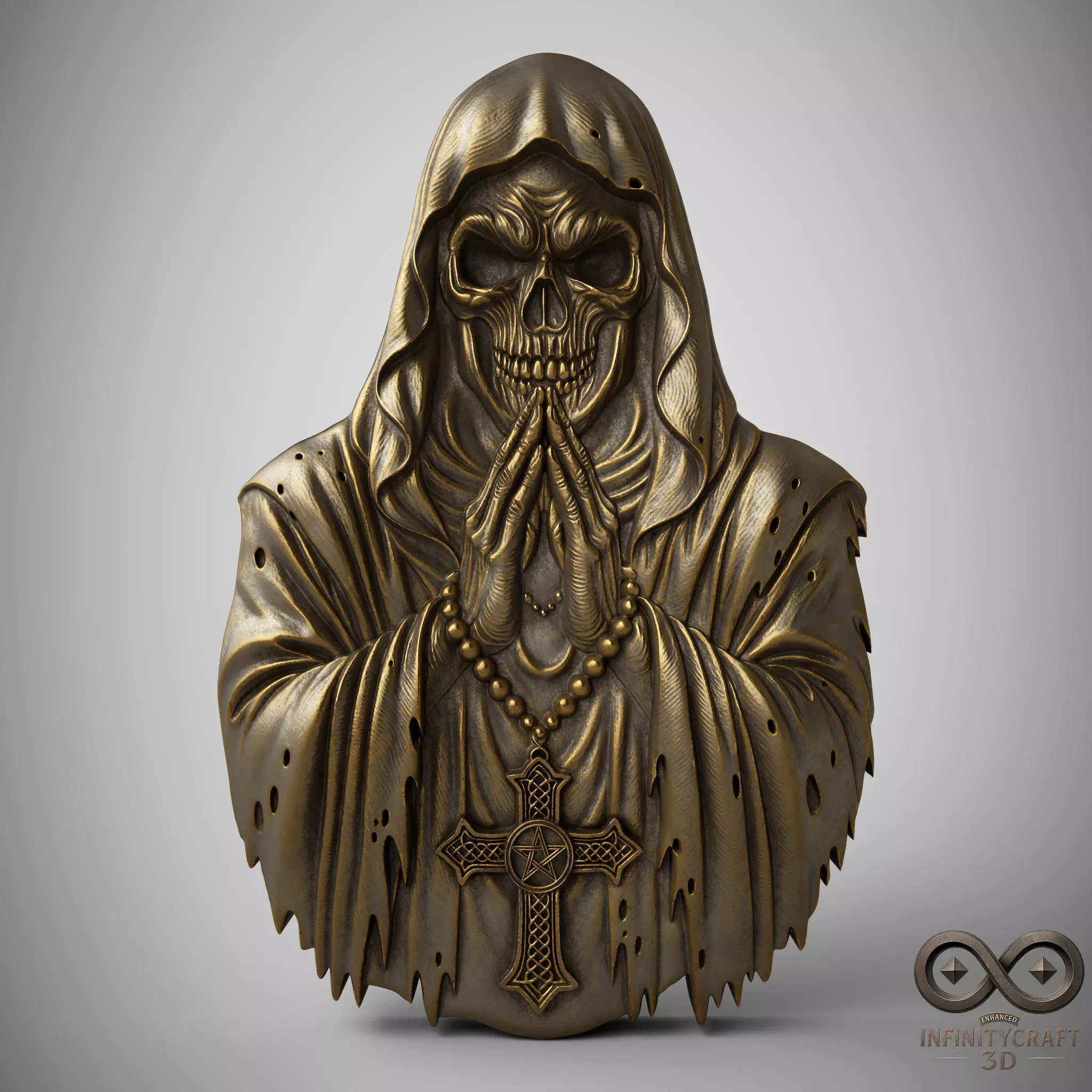 Dark Skull Priest Gothic Horror Bust for 3D Print or CNC 3D print model