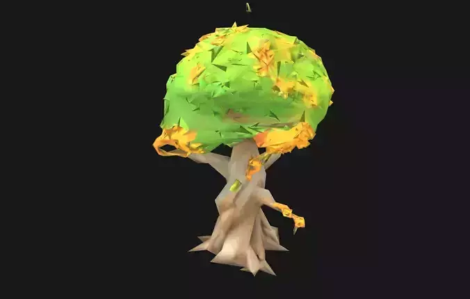 Stylized Fantasy Tree Whimsical Cartoon Art for Games Renders